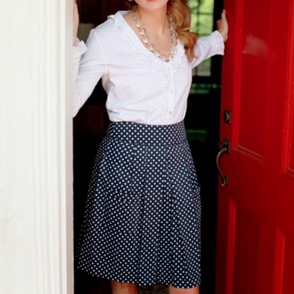 Kayce Hughes Navy Polka Dot Patch Pocket Skirt NEW Alison Retro Pockets A Line 4